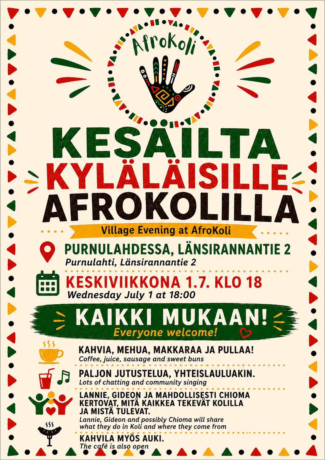 Kesäilta kyläläisille AfroKolilla - Village Evening at AfroKoli